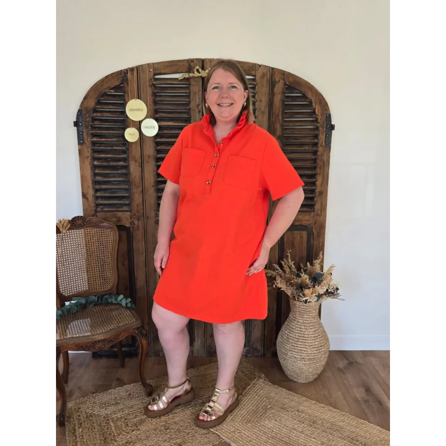 Robe Flavie orange col victorien