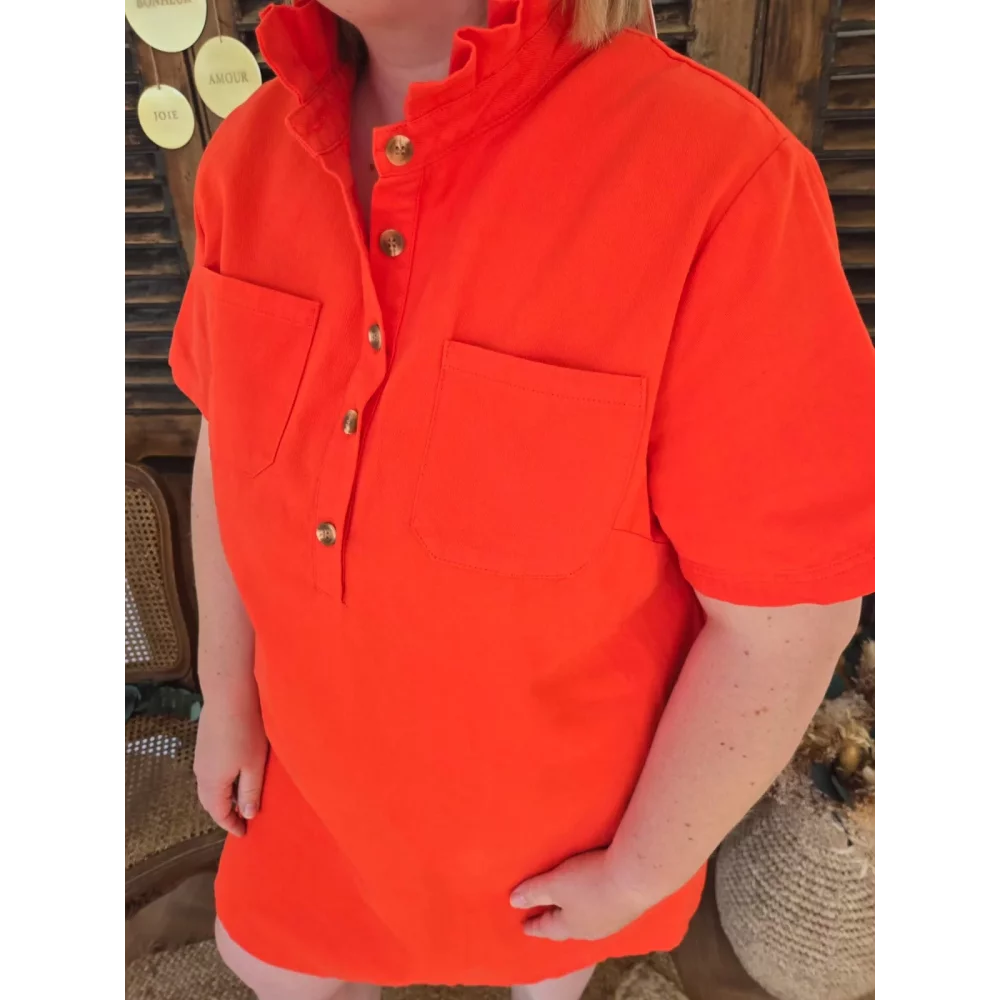 Robe Flavie orange col victorien