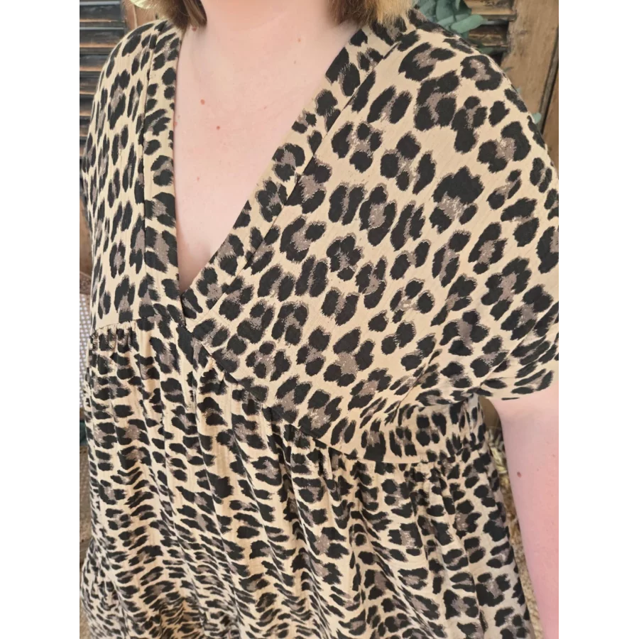 Robe Odile gaze de coton leopard