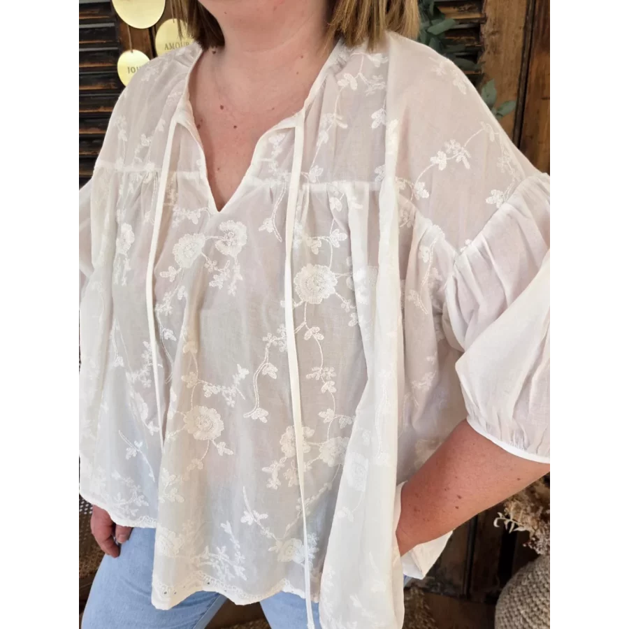 Blouse Betty broderie anglaise blanche