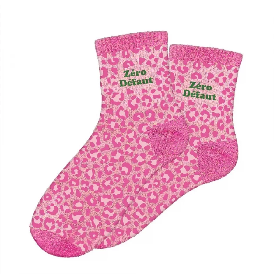 Chaussettes à paillettes Leopard rose Zero Defaut