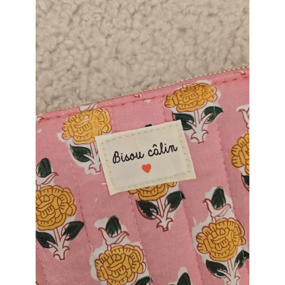 Pochette Trousse en tissu rose Bisou Calin