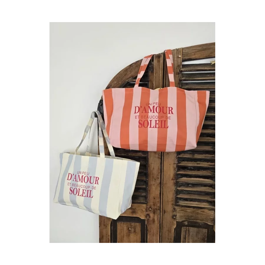 Sac Cabas Un peu d'Amour et beaucoup de Soleil rose et orange