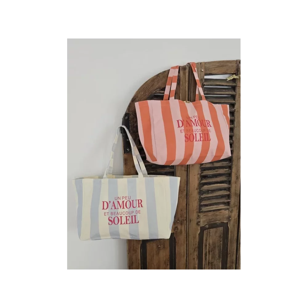 Sac Cabas Un peu d'Amour et beaucoup de Soleil rose et orange