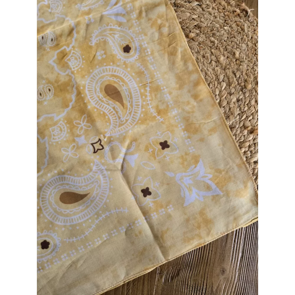 Foulard carré bandana Tie&Dye jaune
