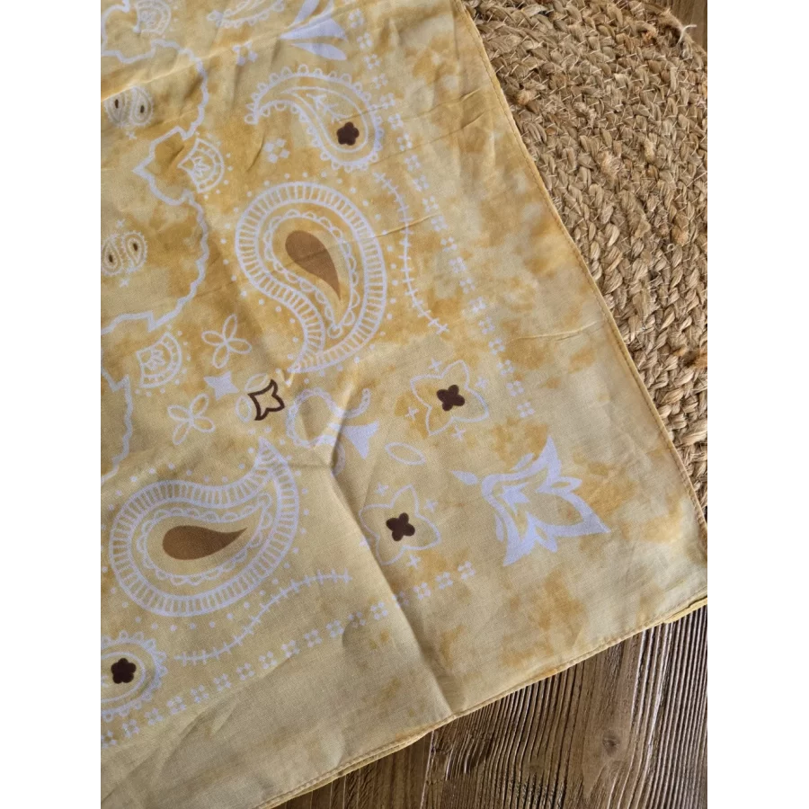 Foulard carré bandana Tie&Dye jaune