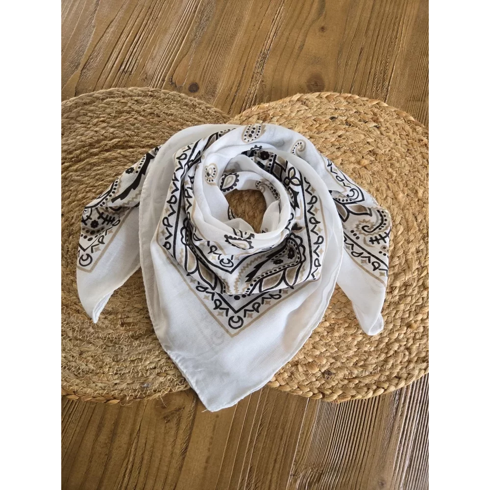 Foulard carré bandana blanc