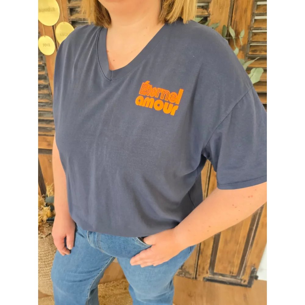 T-shirt Eternel Amour bleu marine