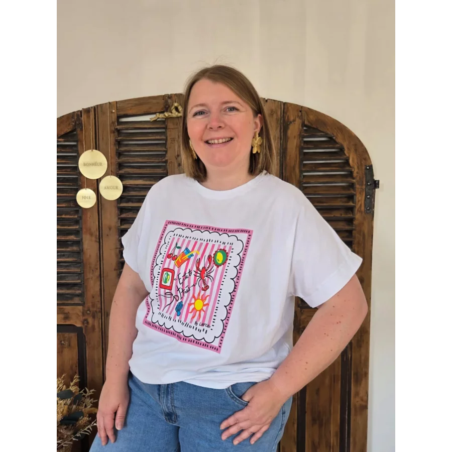 T-shirt Gilles blanc flocage estival