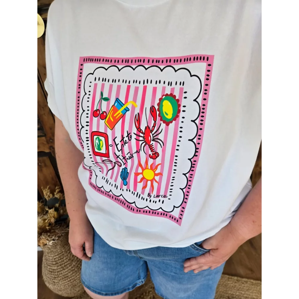 T-shirt Gilles blanc flocage estival