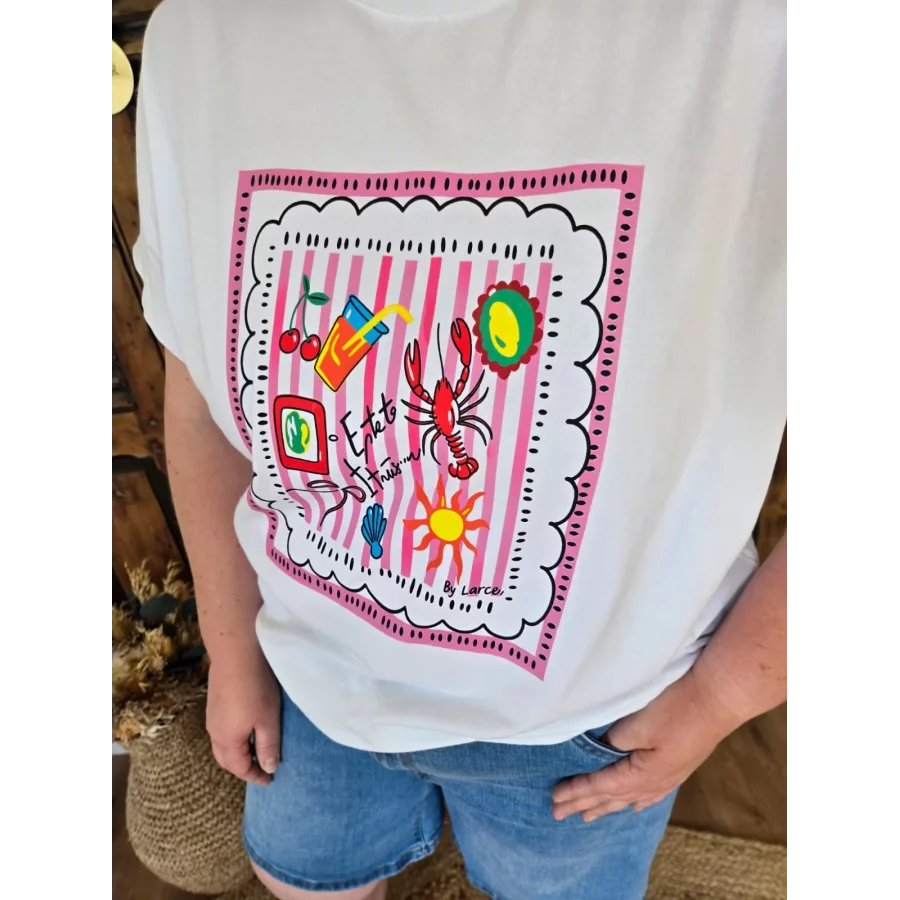 T-shirt Gilles blanc flocage estival