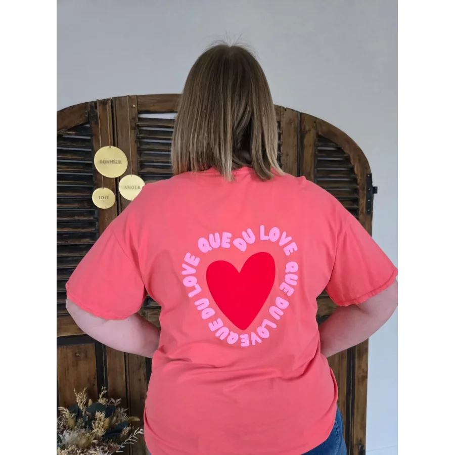 T-shirt corail Que du Love coeur