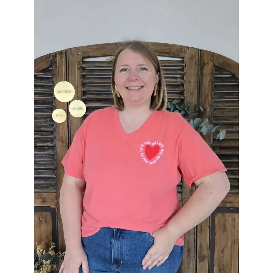 T-shirt corail Que du Love coeur