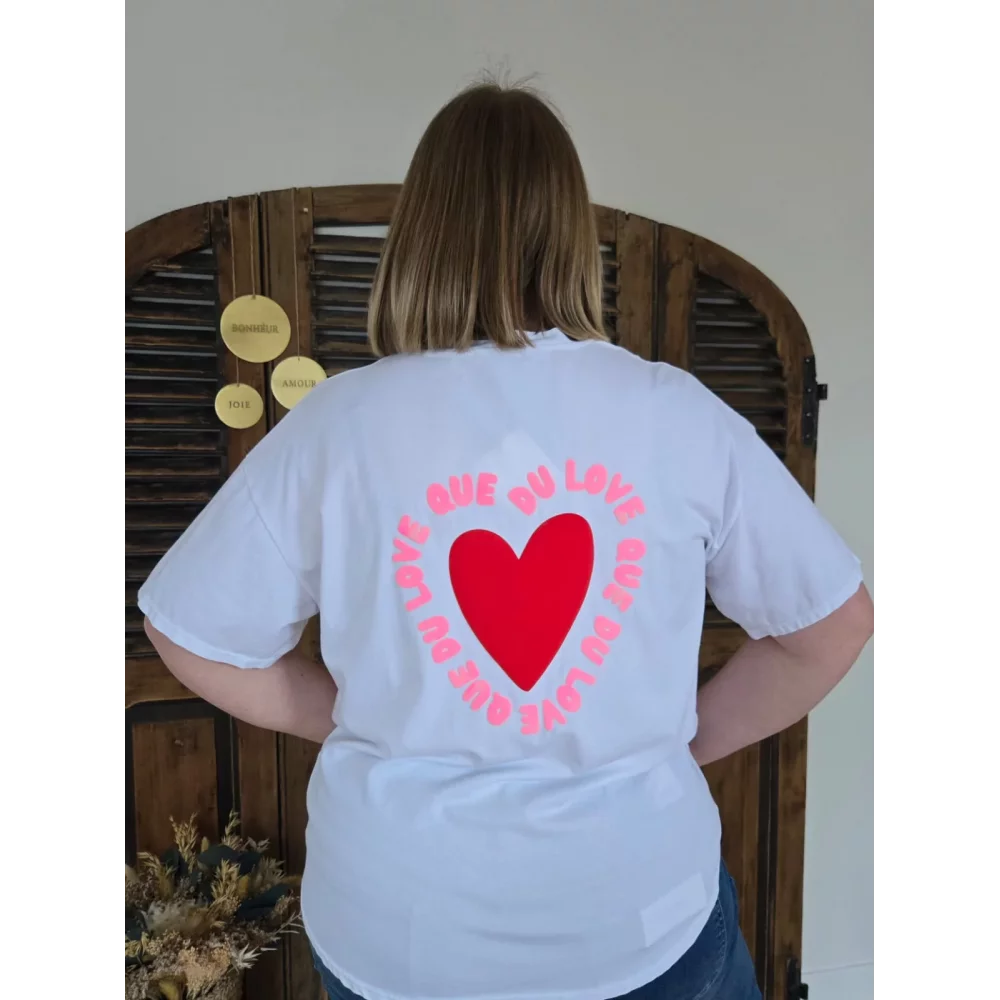T-shirt blanc Que du Love coeur