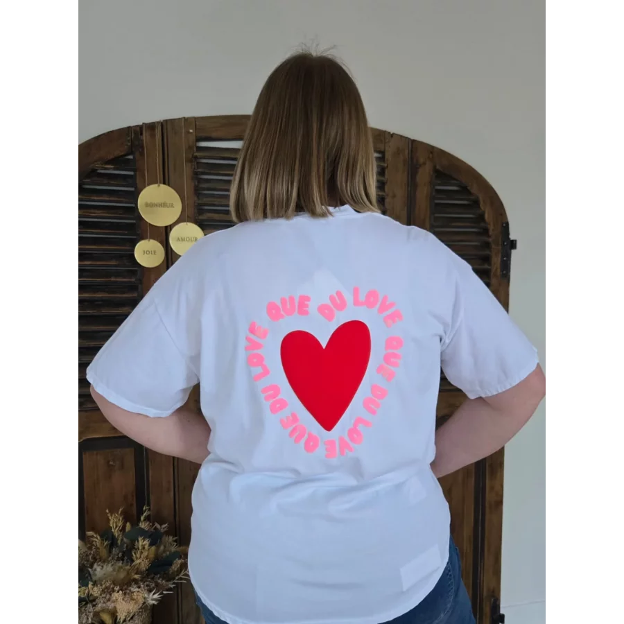 T-shirt blanc Que du Love coeur