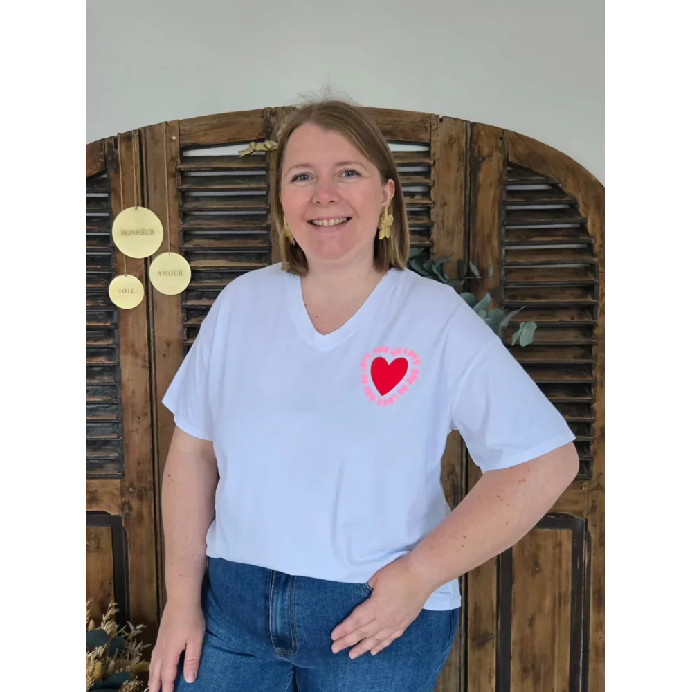 T-shirt blanc Que du Love coeur