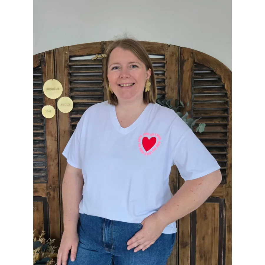 T-shirt blanc Que du Love coeur
