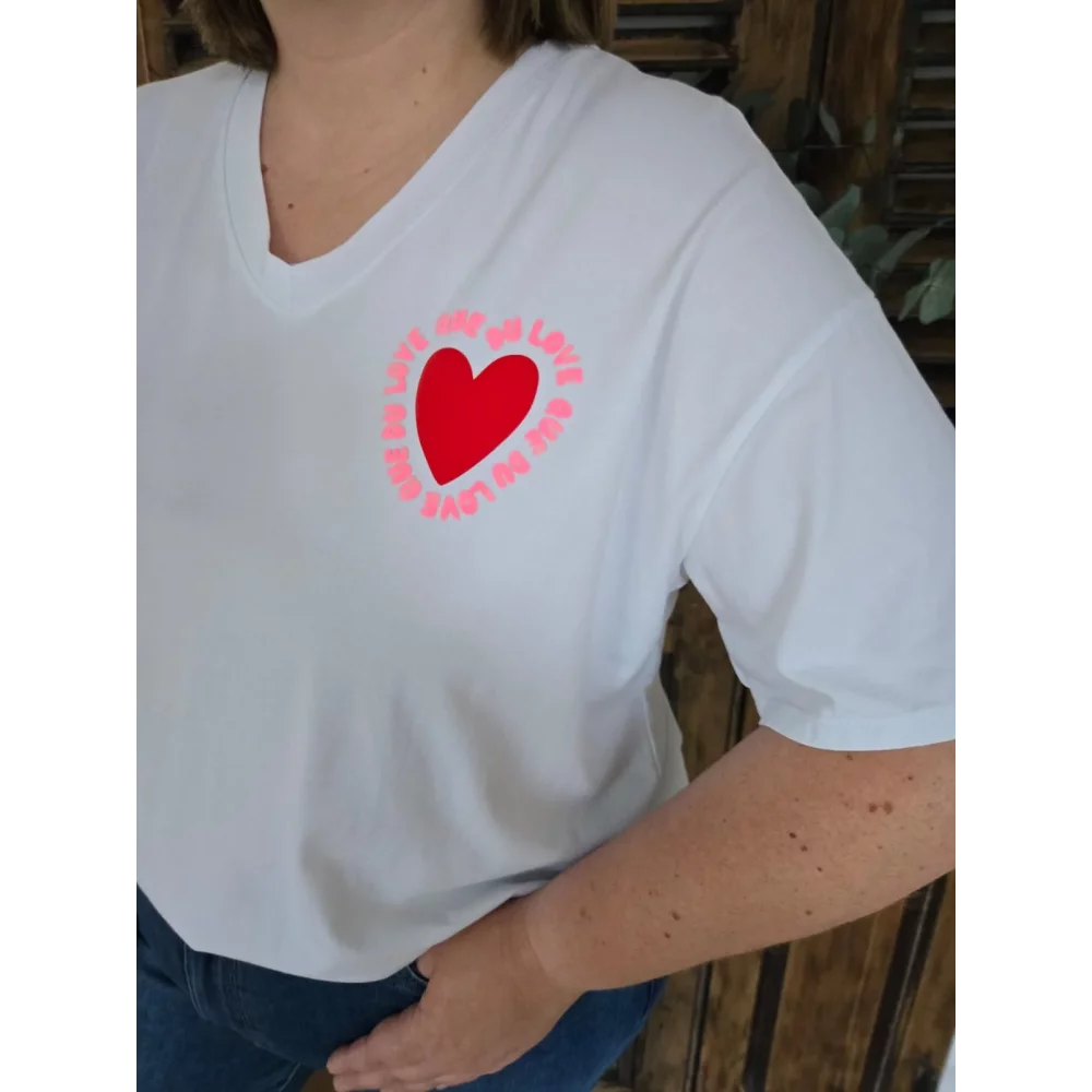 T-shirt blanc Que du Love coeur