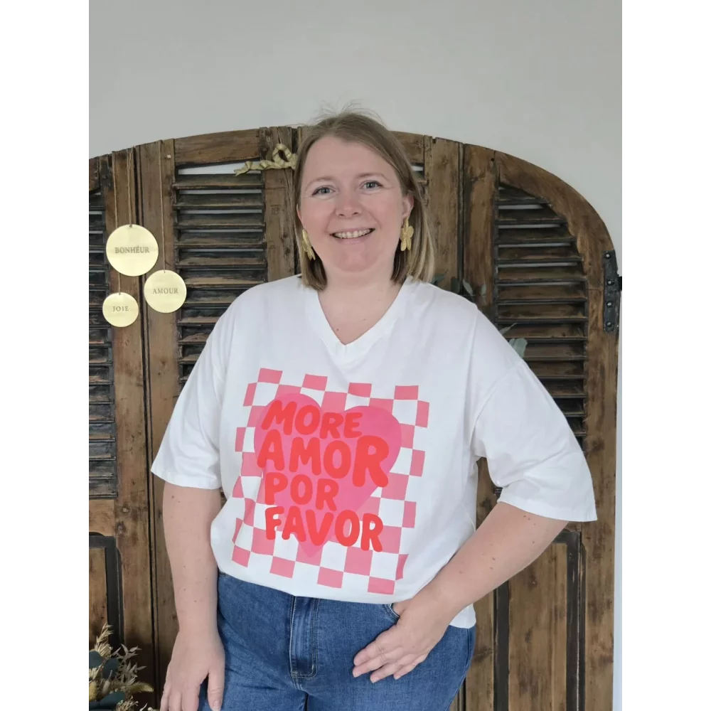 T-shirt blanc More Amor Por Favor