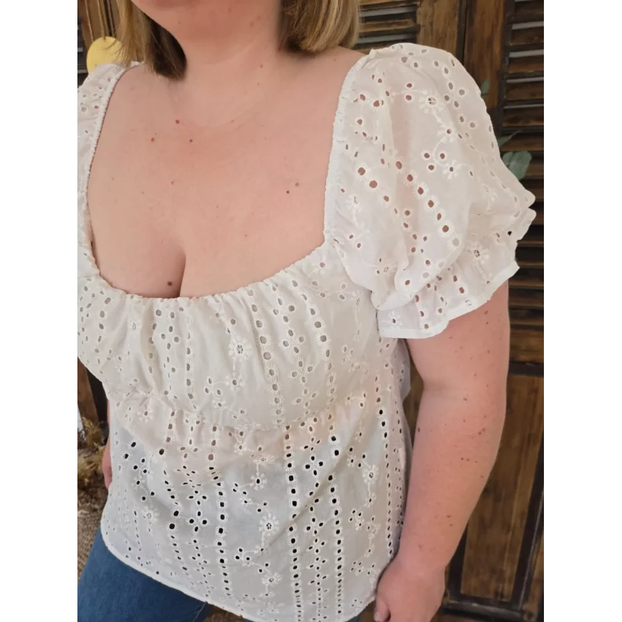 Blouse Zelie broderie anglaise blanche