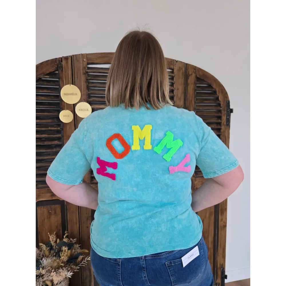 T-shirt Mommy turquoise used