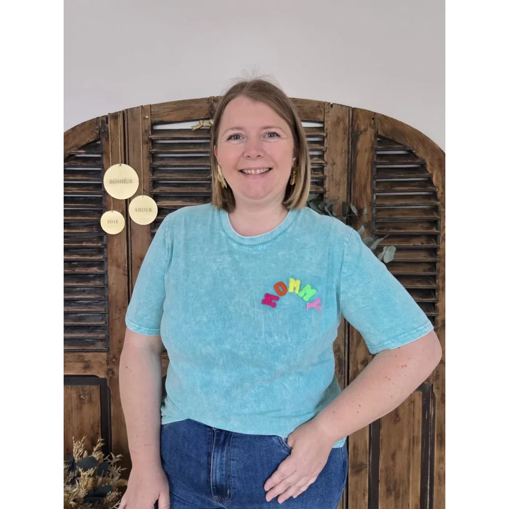 T-shirt Mommy turquoise used
