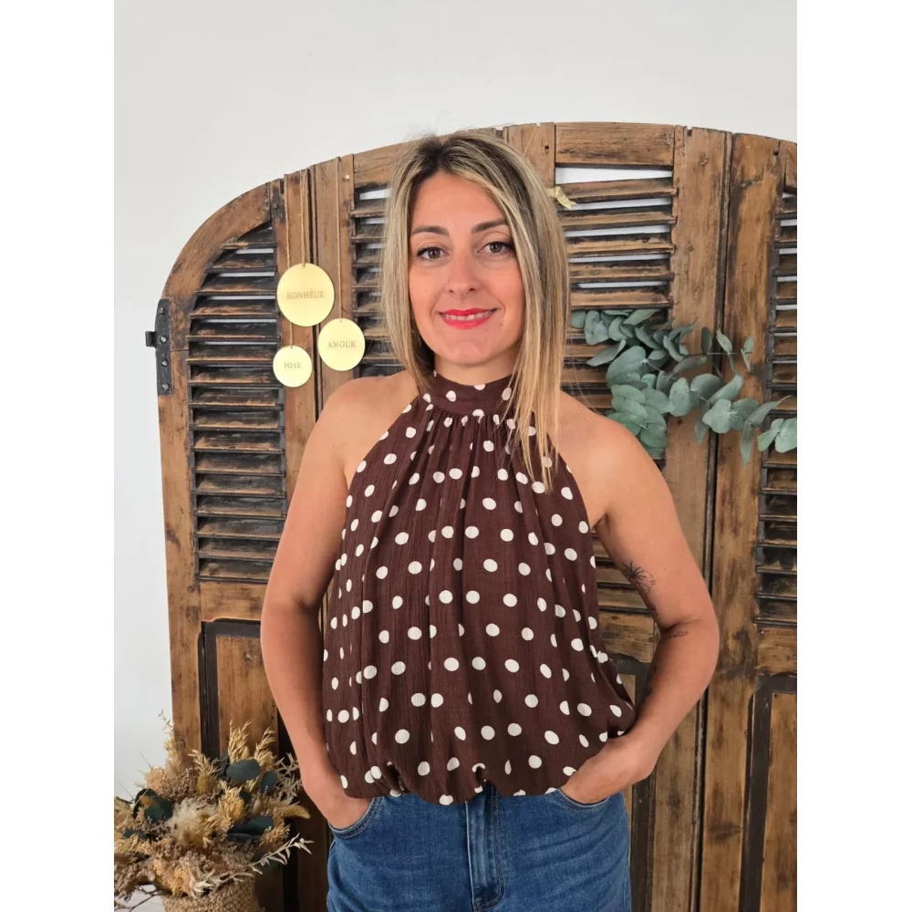 Blouse Maia choco pois ecru