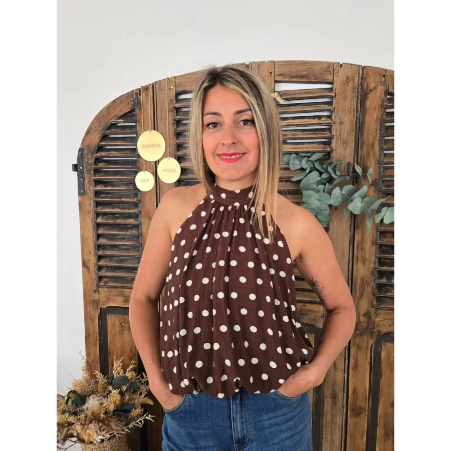 Blouse Maia choco pois ecru