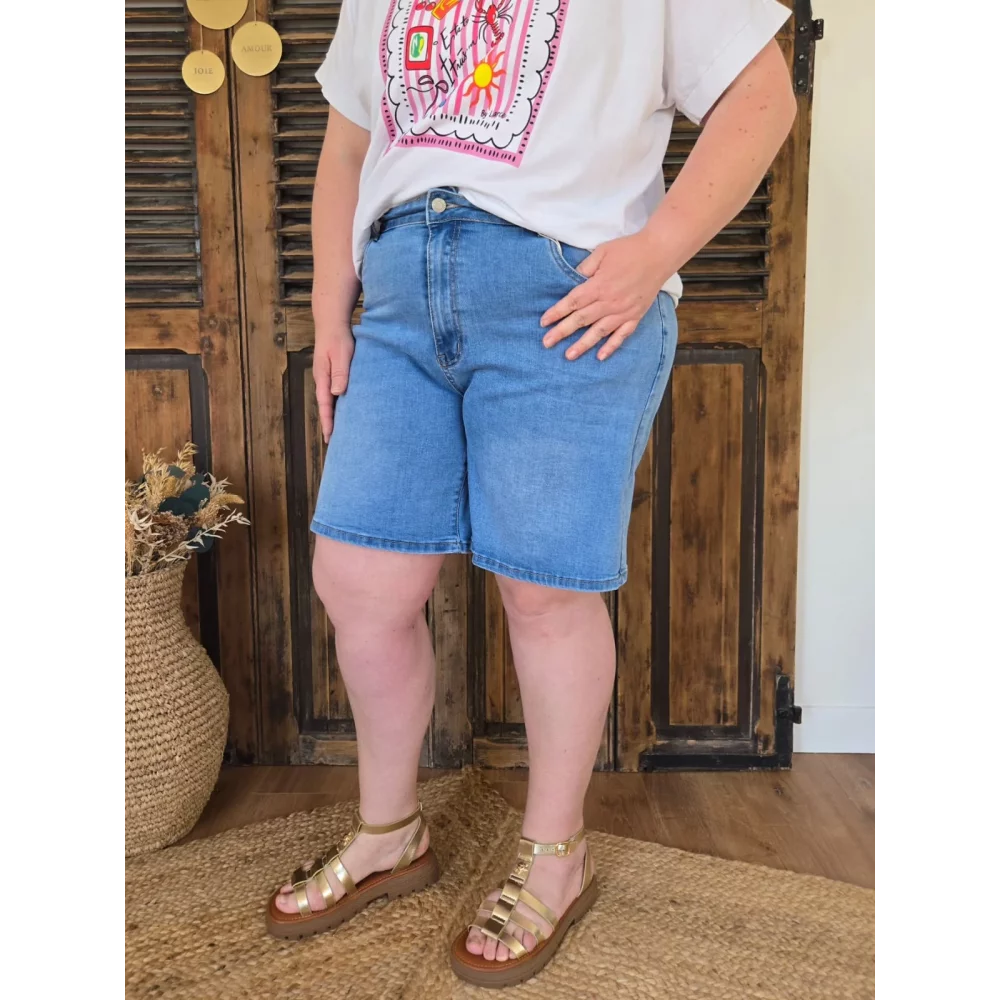 Short Antonin jean long bleu delavé