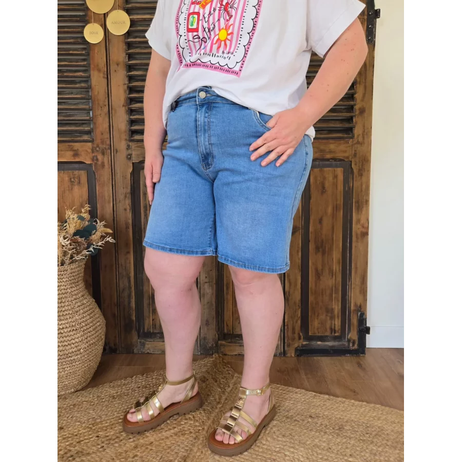 Short Antonin jean long bleu delavé