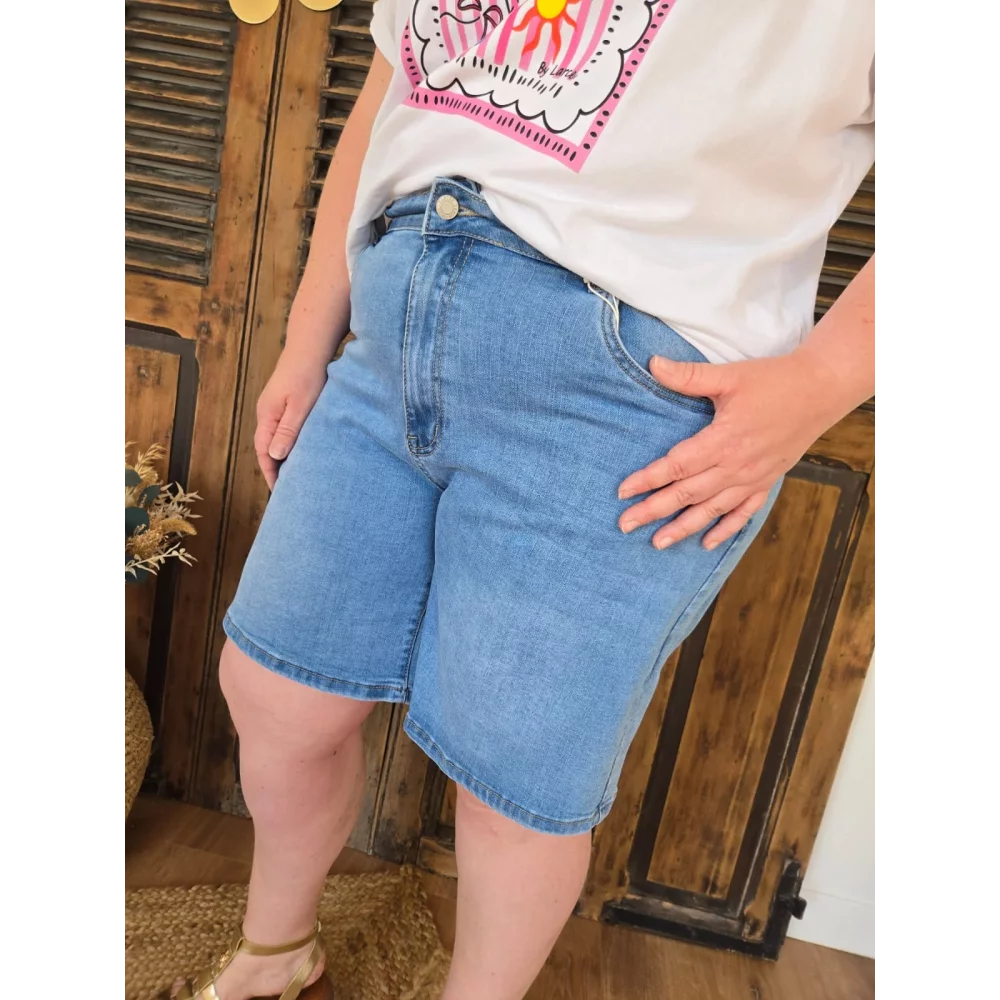 Short Antonin jean long bleu delavé