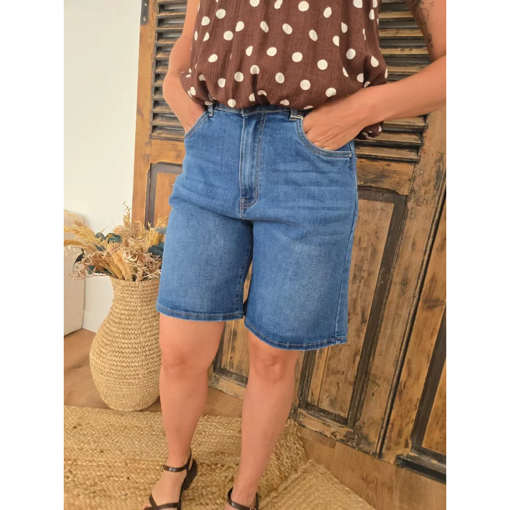 Short Antonin en jean long bleu