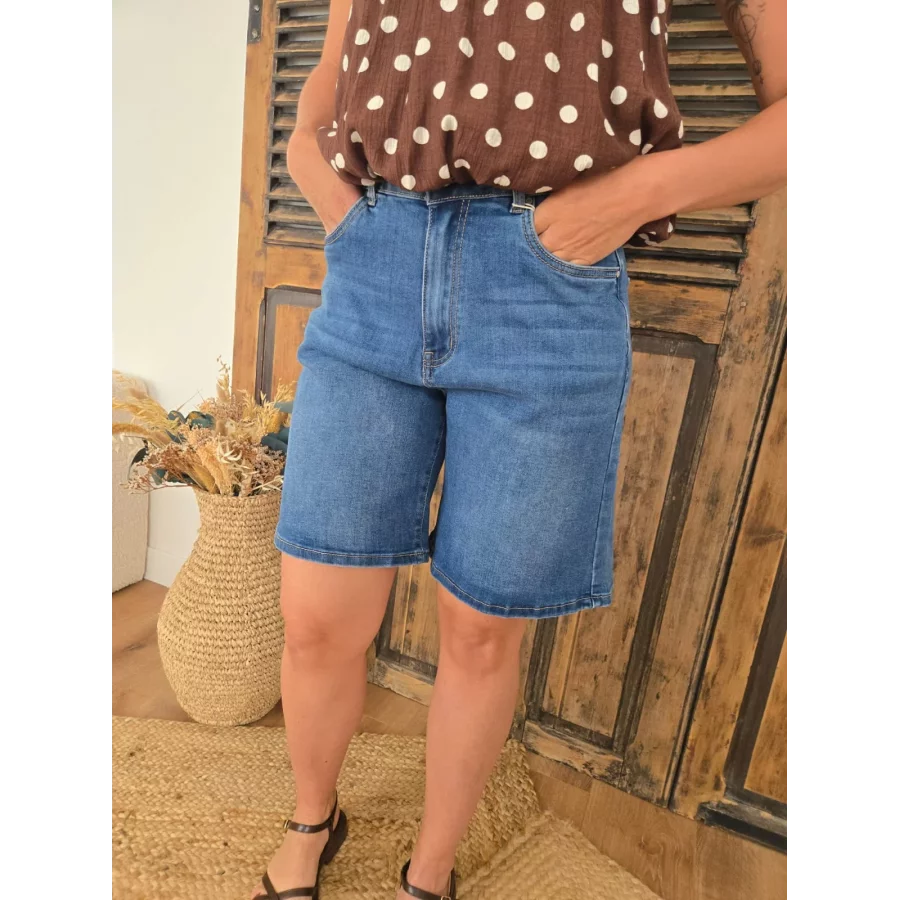 Short Antonin en jean long bleu