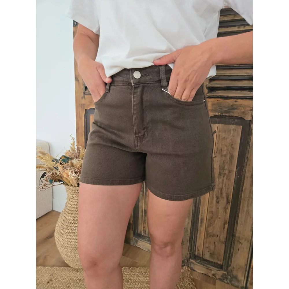 Short Raphael en jean choco