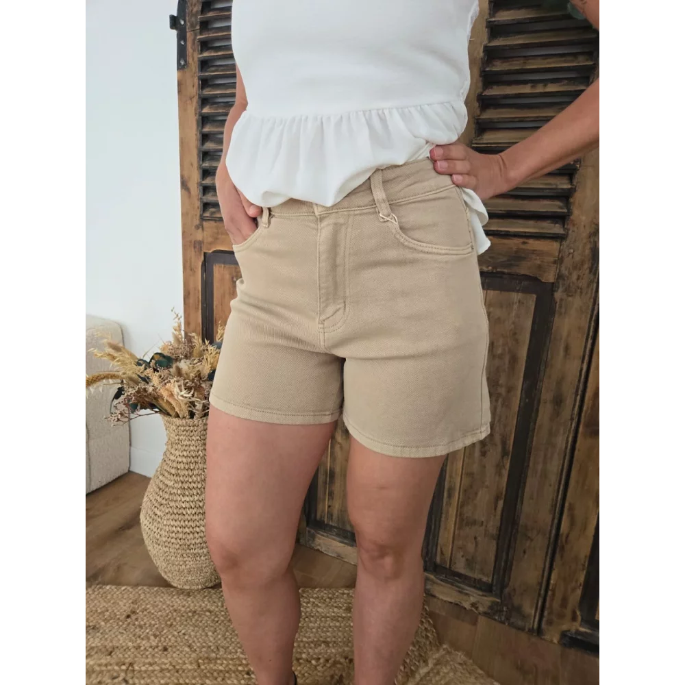 Short Raphael en jean taupe