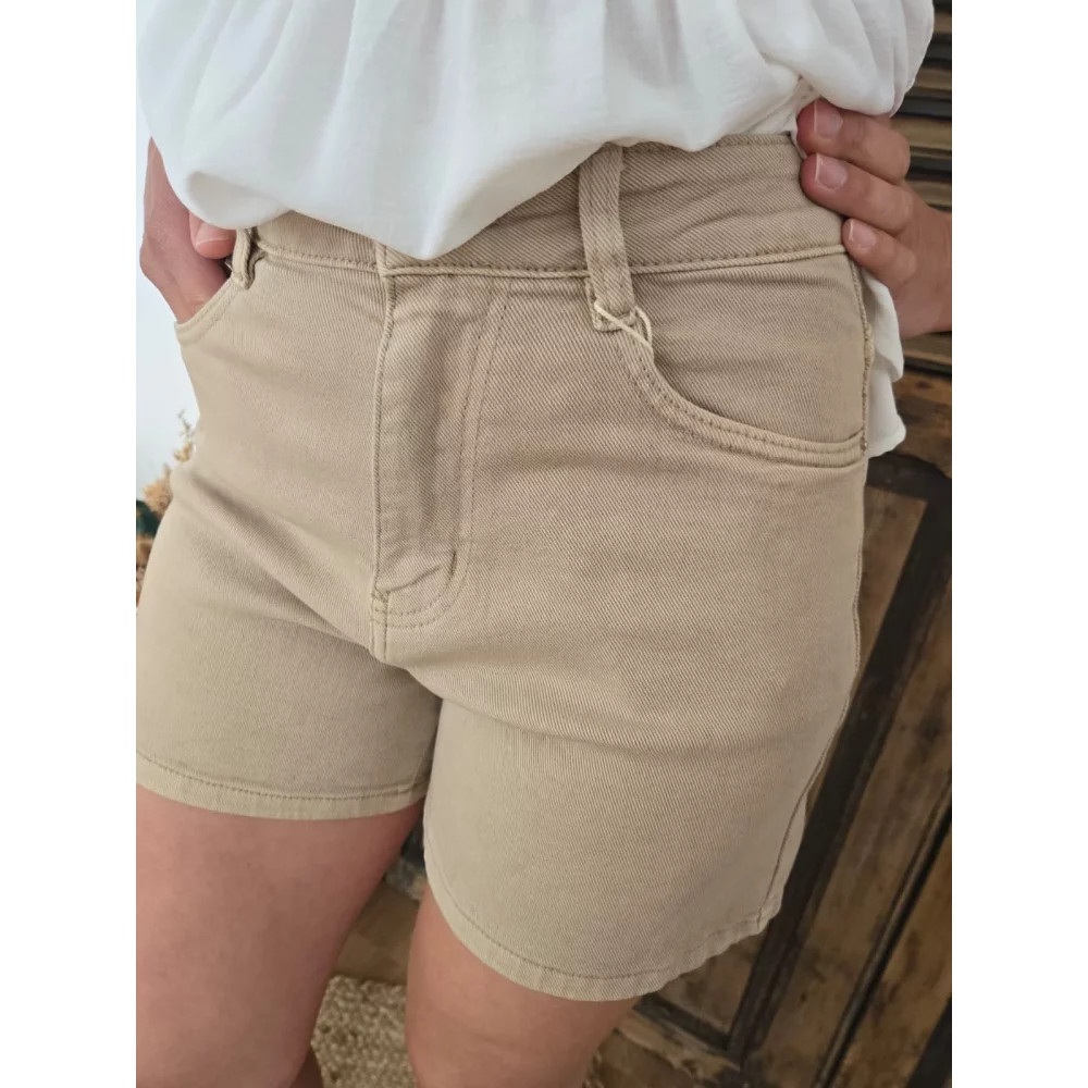 Short Raphael en jean taupe