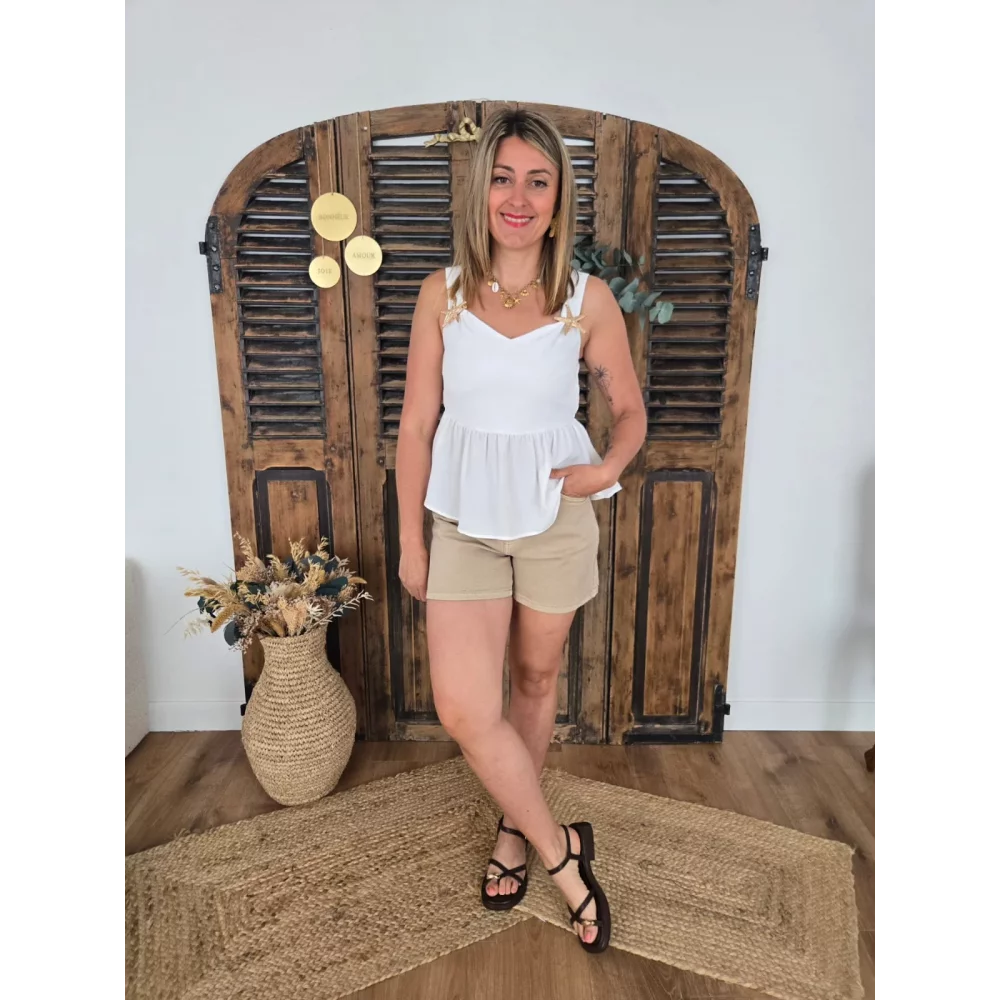 Short Raphael en jean taupe