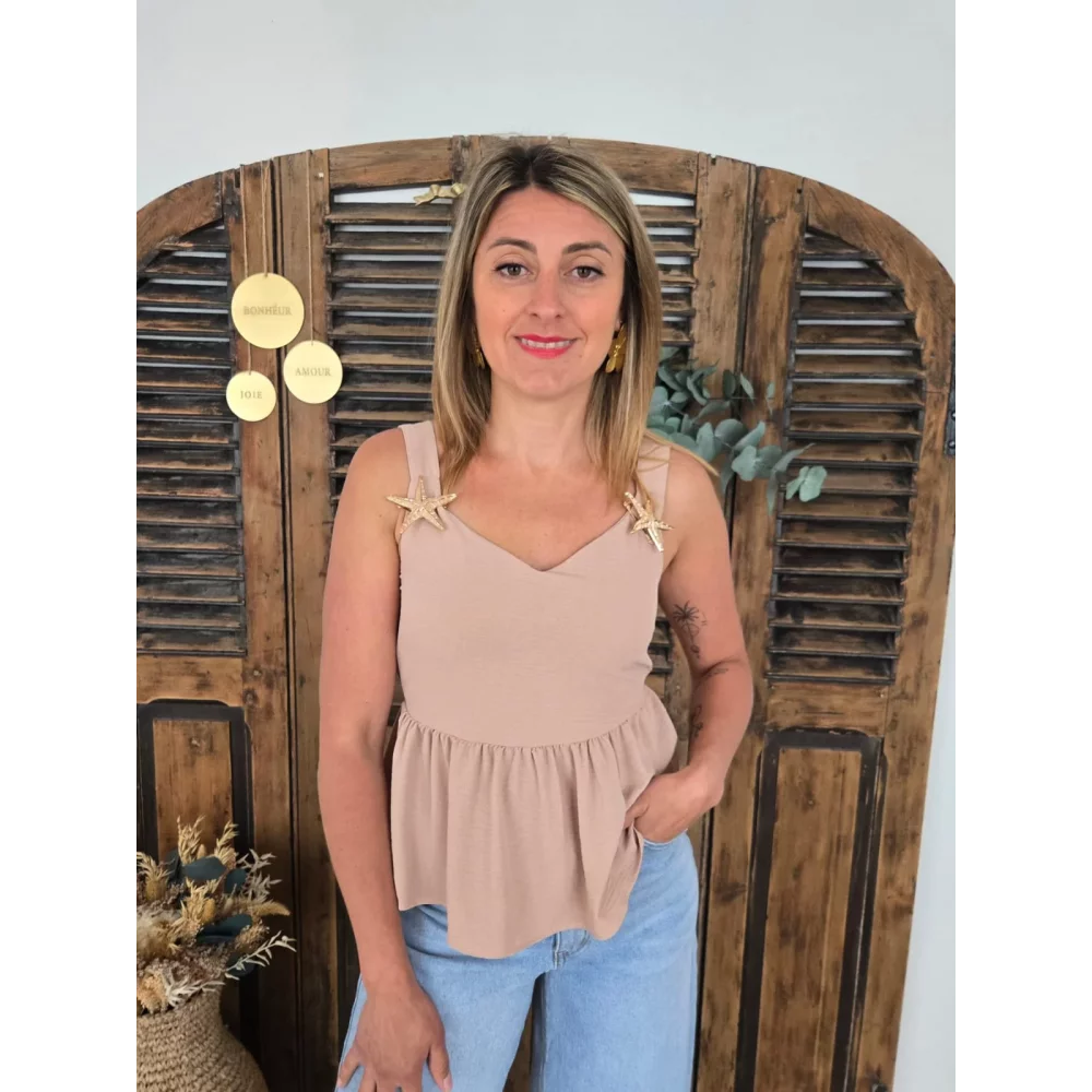 Top Baptiste beige etoile de mer