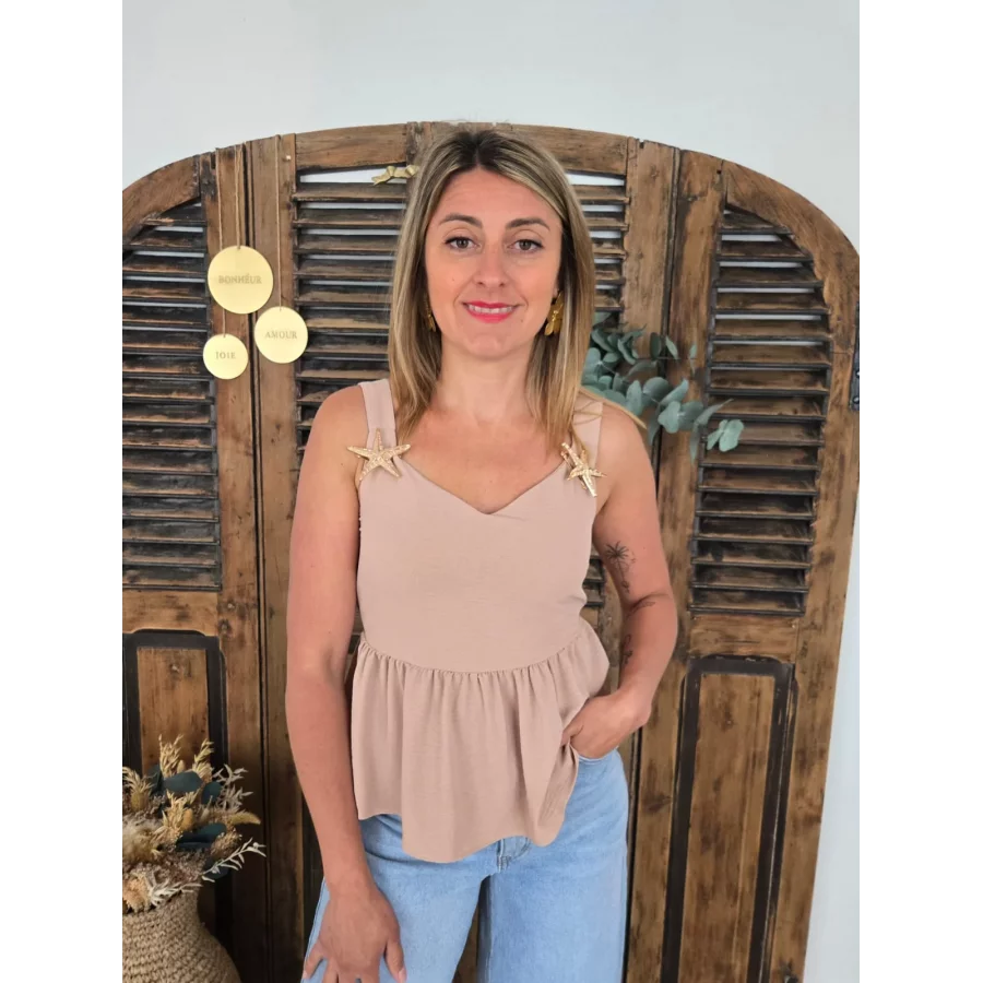 Top Baptiste beige etoile de mer
