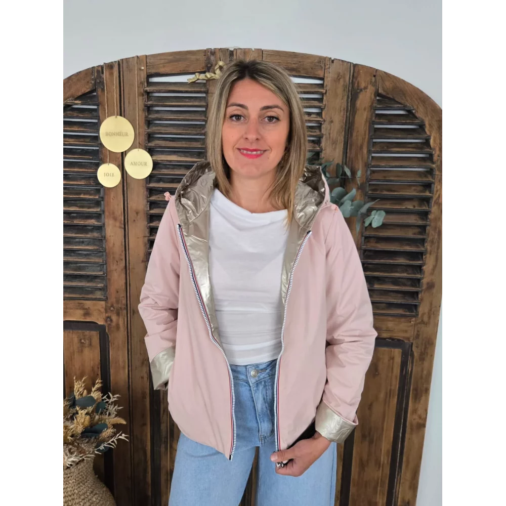 Veste impermeable rose reversible mi saison