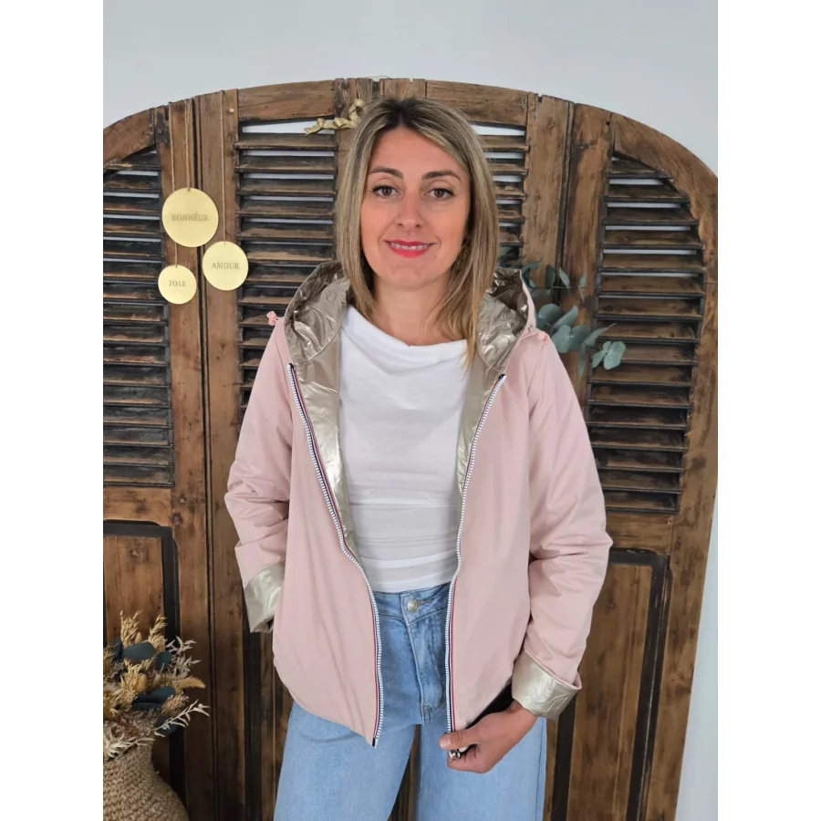 Veste impermeable rose reversible mi saison