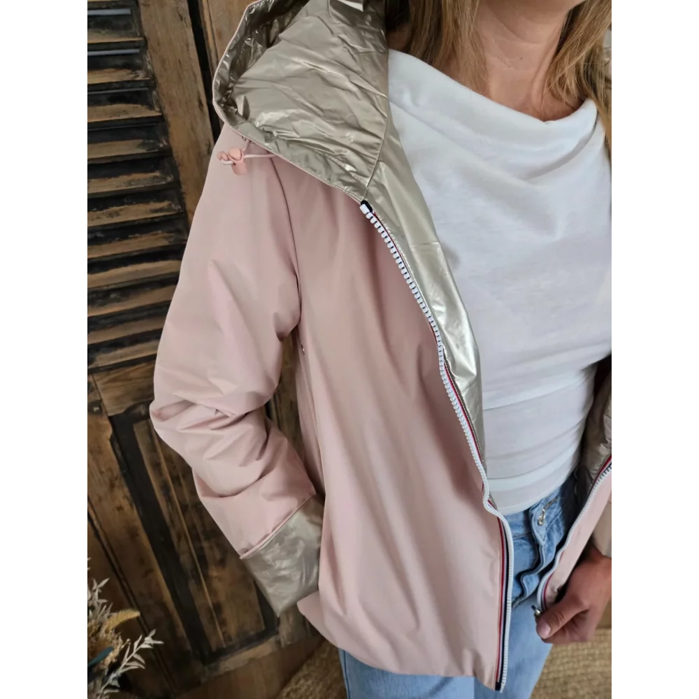 Veste impermeable rose reversible mi saison