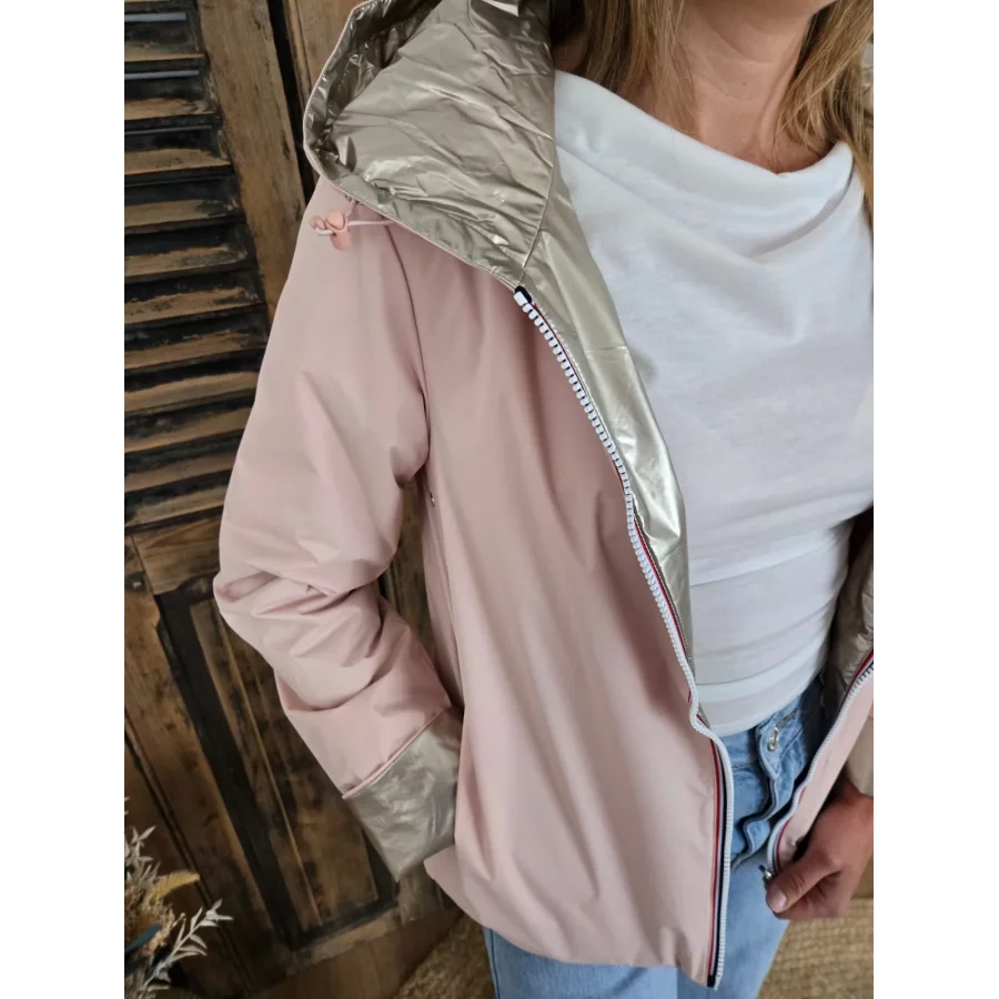 Veste impermeable rose reversible mi saison