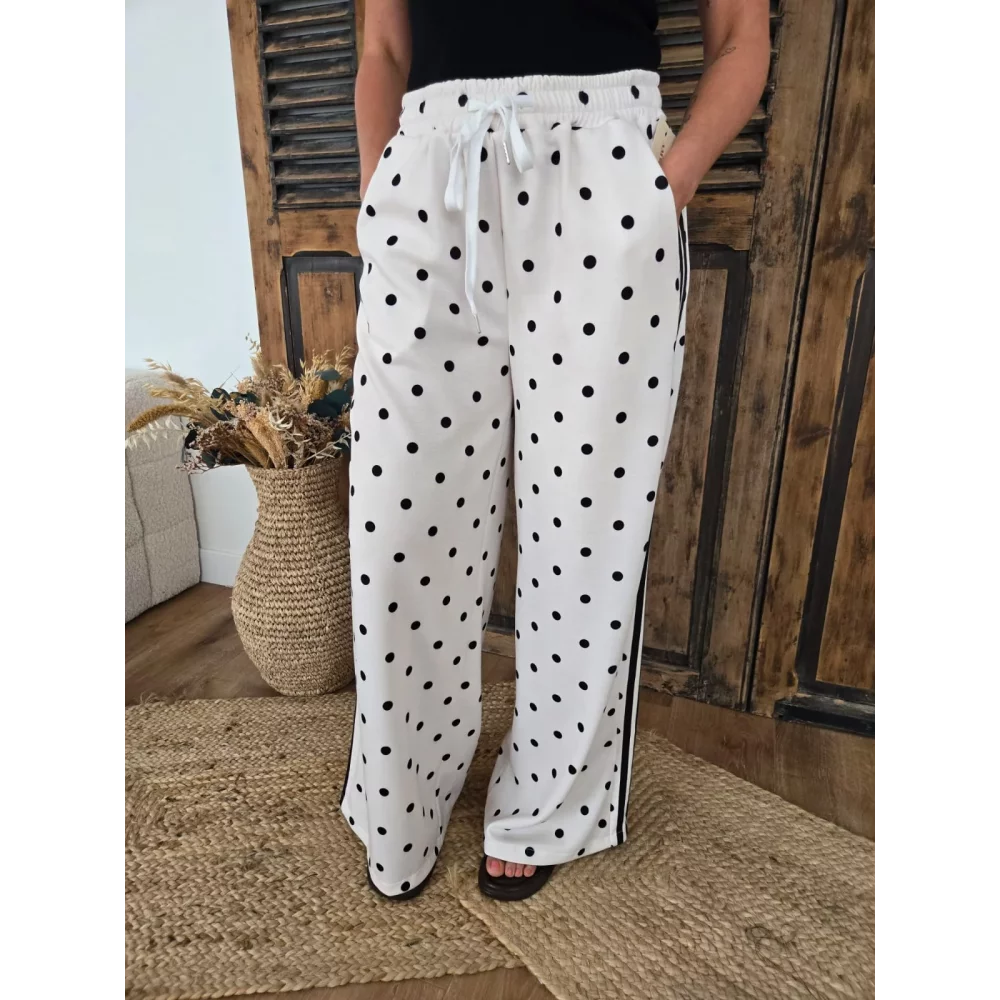 Jog Pant Roger blanc pois noir 28018
