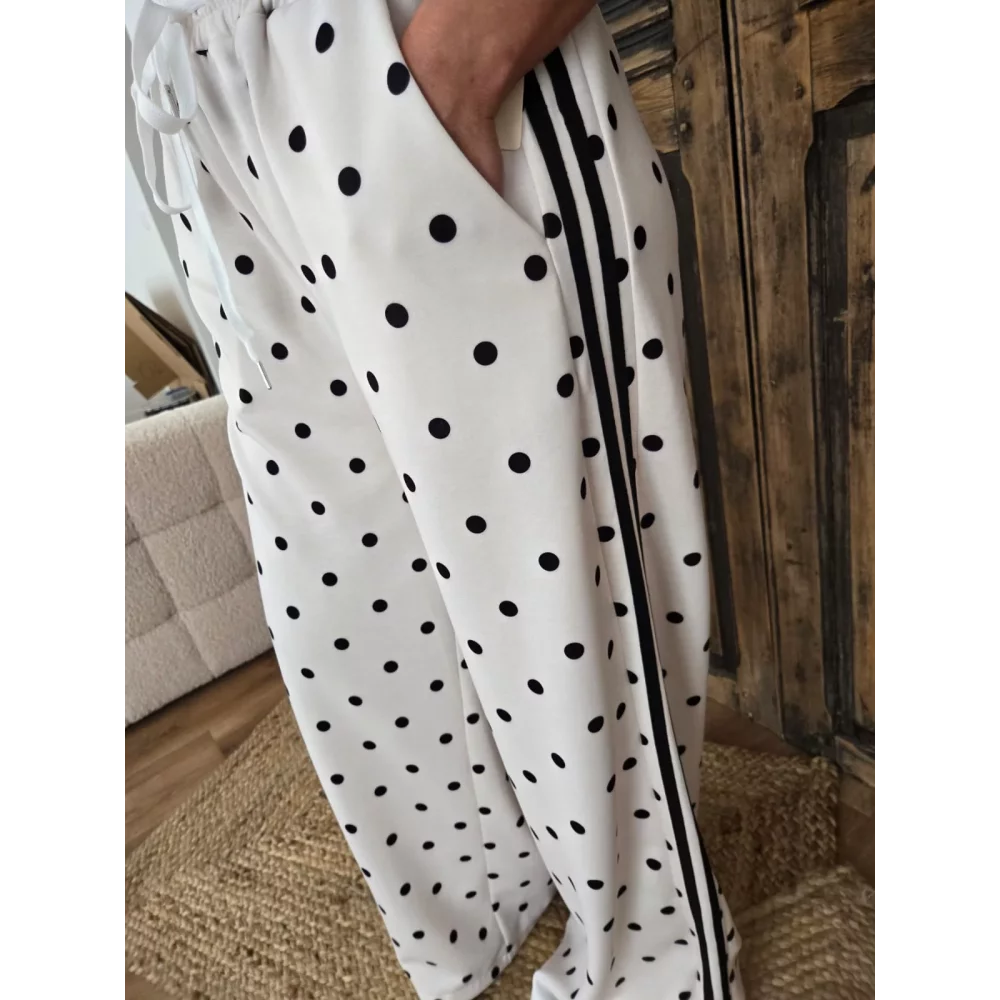 Jog Pant Roger blanc pois noir 28018