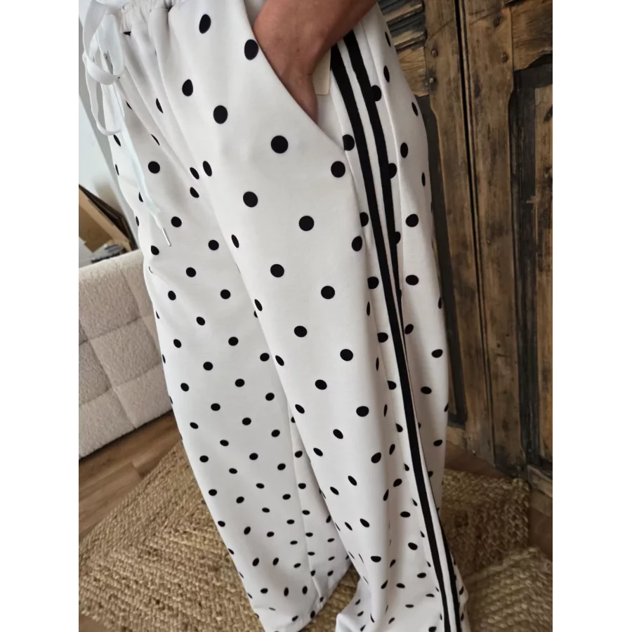 Jog Pant Roger blanc pois noir 28018