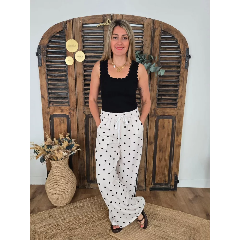 Jog Pant Roger blanc pois noir 28018