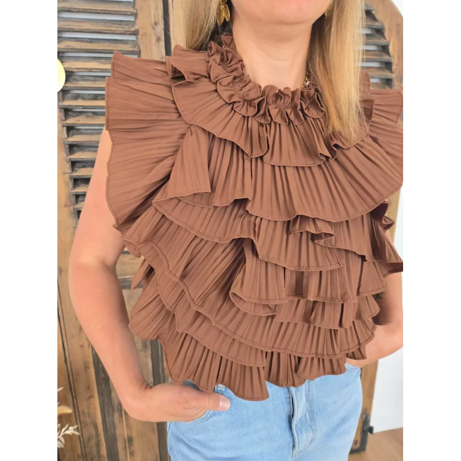 Blouse Emy volants choco dos nu