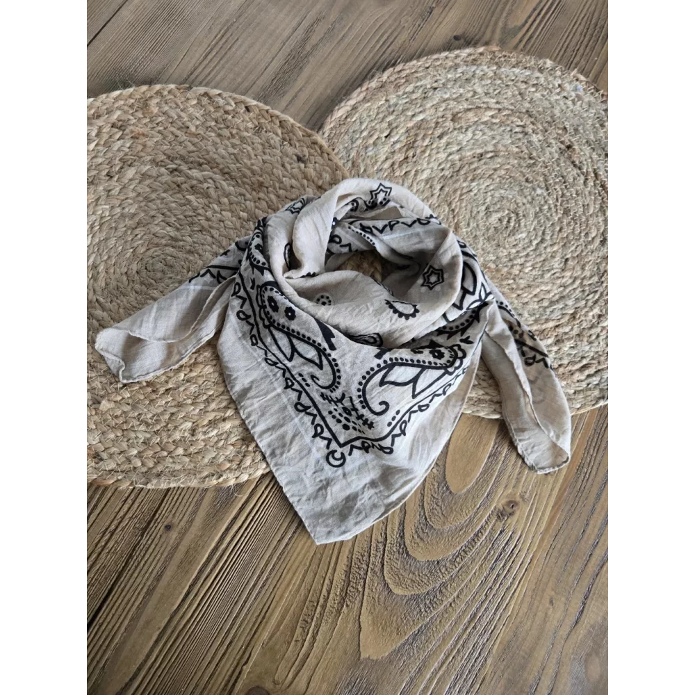 Foulard carré bandana taupe