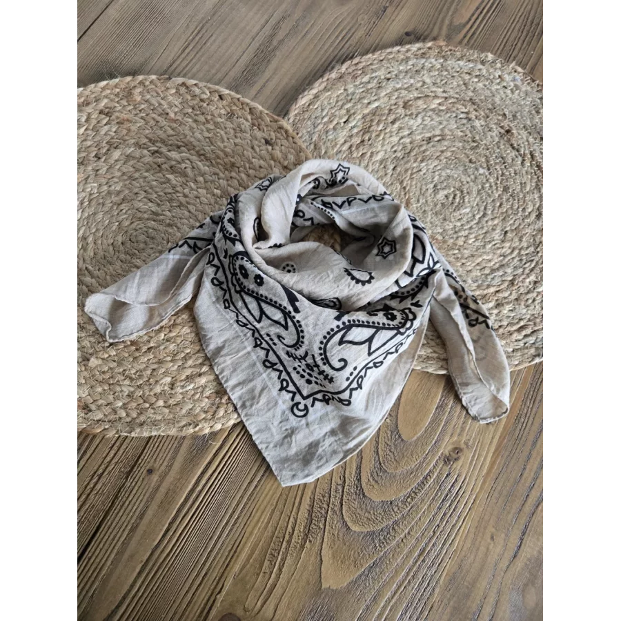 Foulard carré bandana taupe